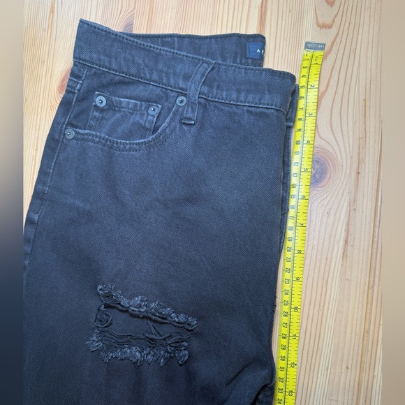 Aeropostale Mom Jeans Womens 12 Black Denim Midrise Cotton Streetwear Distressed - Picture 6 of 7